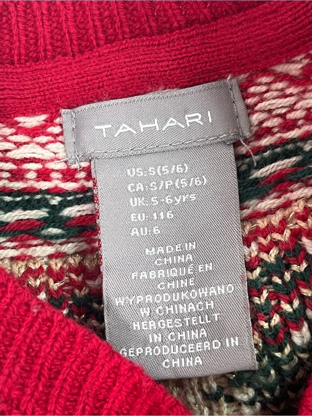 Tahari Red and Cream Kids Holiday Sweater Set